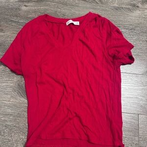 Active Basic Cherry V-Neck Short Sleeve Tee